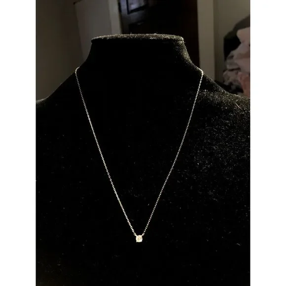 Designer 14K Yellow Gold Round Diamond Solitaire Pendant Chain Necklace